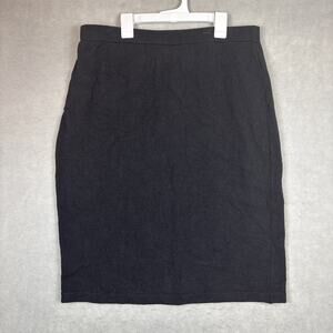 St John Caviar Skirt Womens 14 Black Wool Rayon Knit Classic Career Old Money